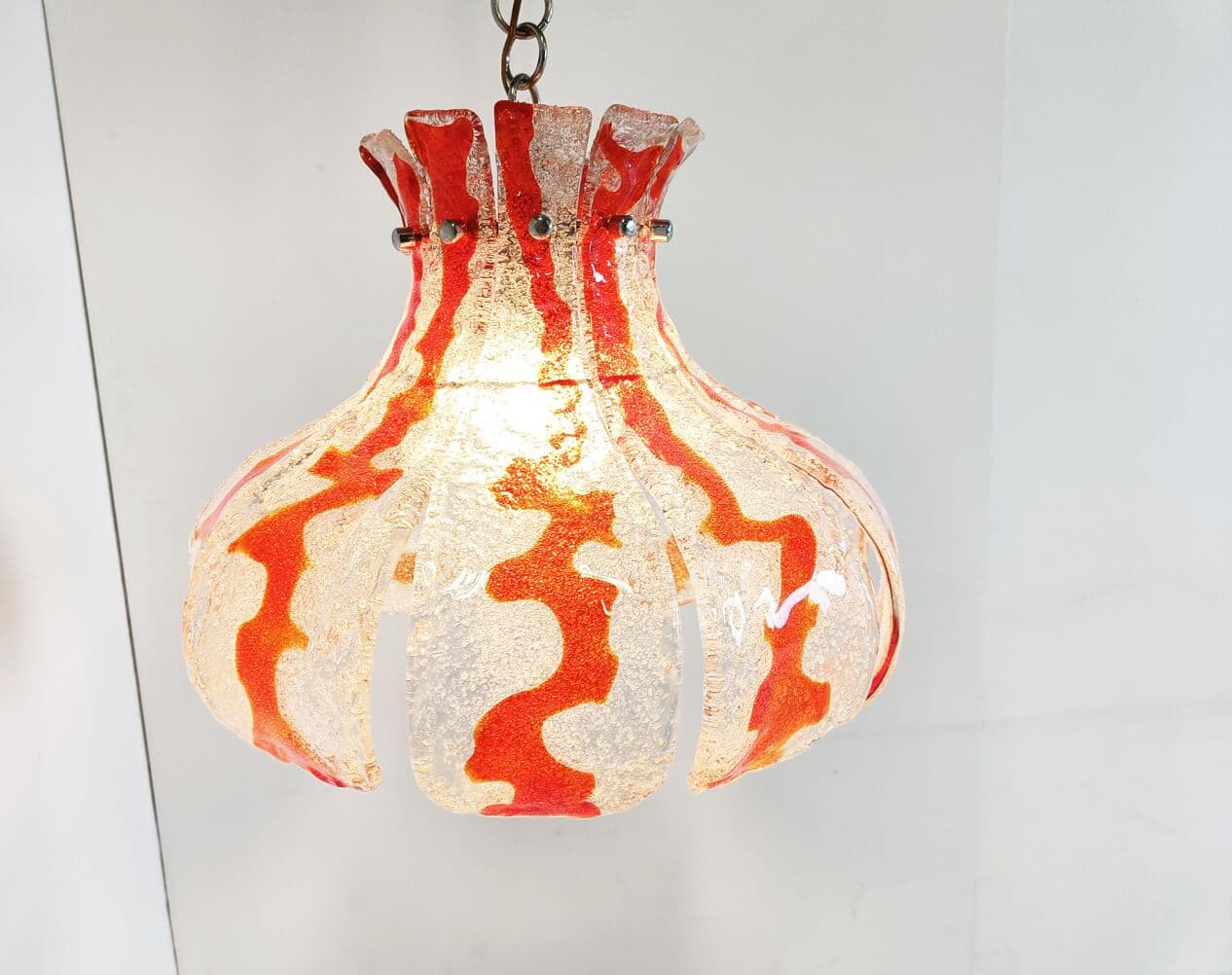 Żyrandol Murano, pomarańczowy, szkło, Mazzega, Włochy, lata 70. - 266248