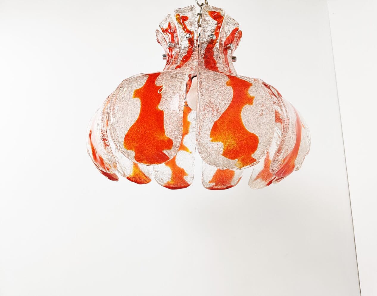 Żyrandol Murano, pomarańczowy, szkło, Mazzega, Włochy, lata 70. - 266245