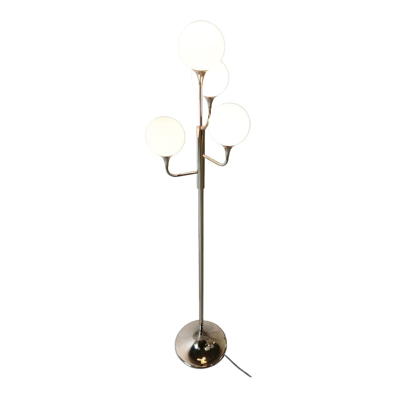 Lampa podłogowa, szkło opalowe chrom srebrny, proj. G. Sciolari, Włochy, lata 70.