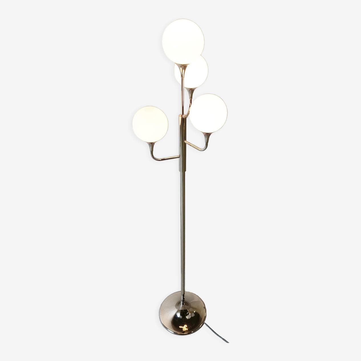 Lampa podłogowa, szkło opalowe chrom srebrny, proj. G. Sciolari, Włochy, lata 70. - 266237