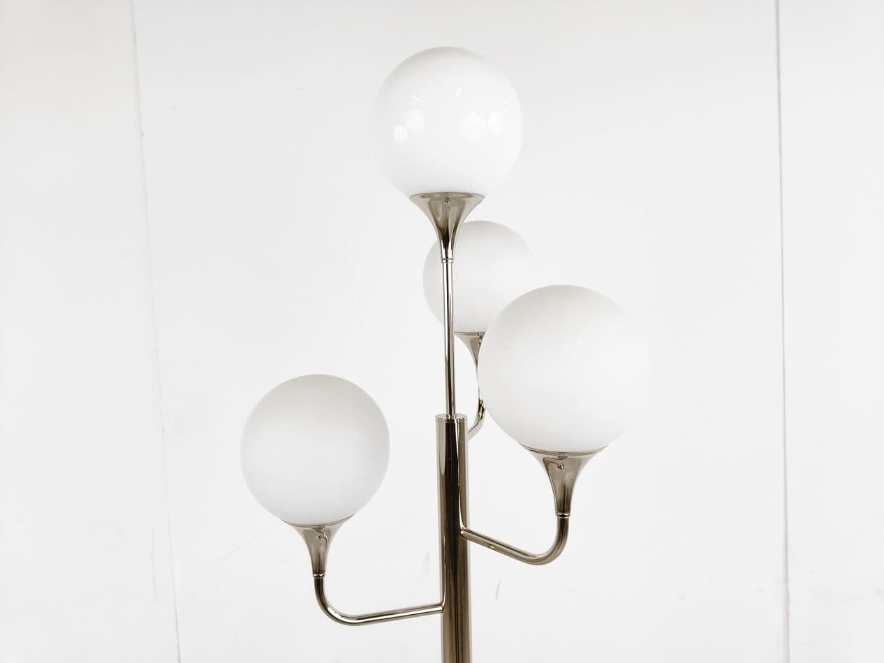 Lampa podłogowa, szkło opalowe chrom srebrny, proj. G. Sciolari, Włochy, lata 70. - 266233