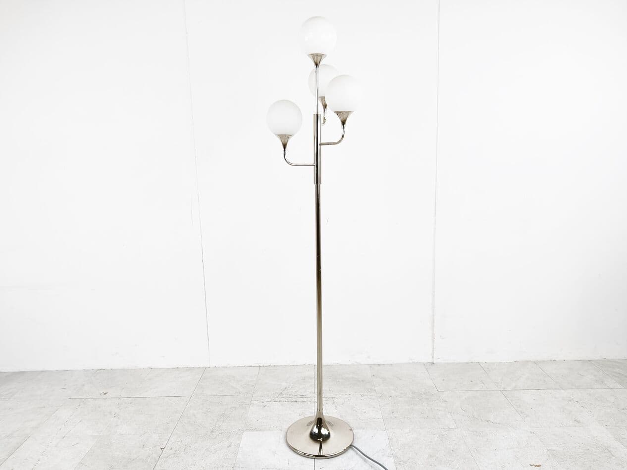 Lampa podłogowa, szkło opalowe chrom srebrny, proj. G. Sciolari, Włochy, lata 70. - 266231