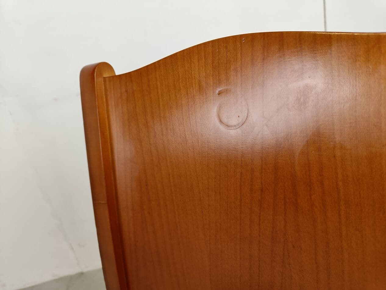 Set of Four Dining Chairs Placide, brown wood, by P. Starck, Driade, Italy, 1980s. - 266204