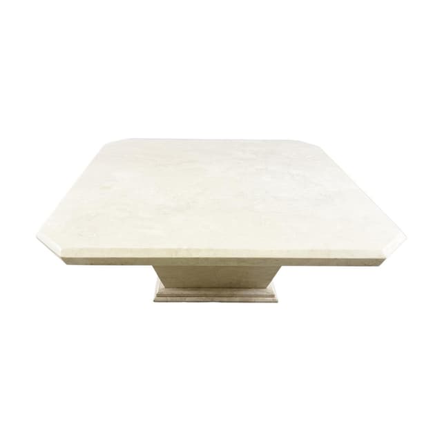 Coffee table, beige travertine, Italy, 1970s. - DIMENSION
