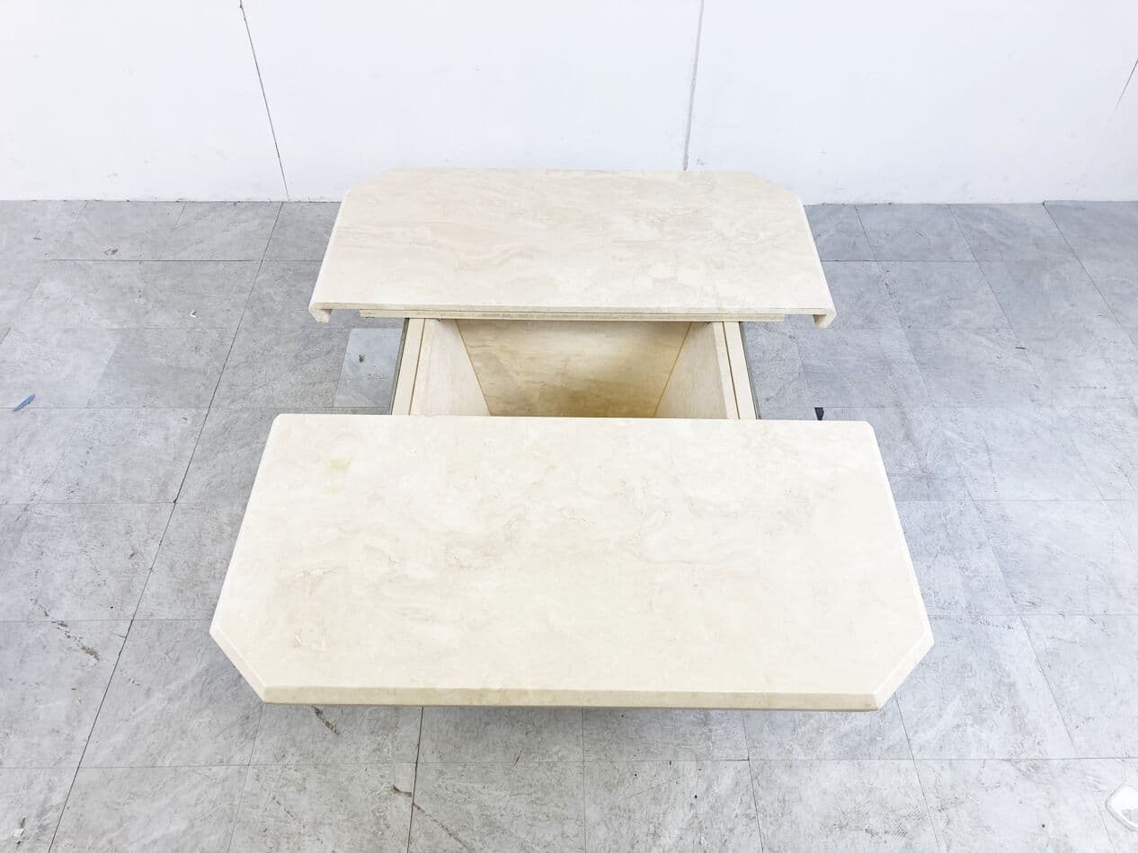 Coffee table, beige travertine, Italy, 1970s. - 266149