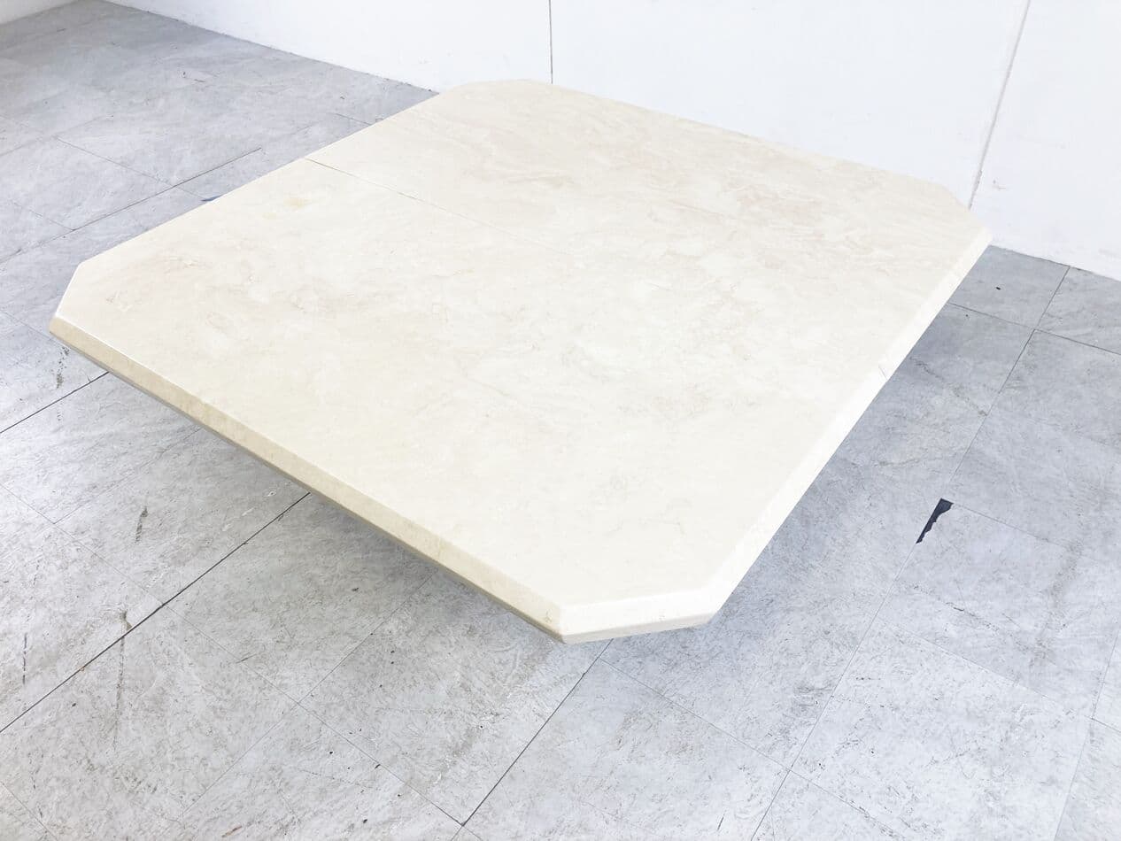 Coffee table, beige travertine, Italy, 1970s. - 266143