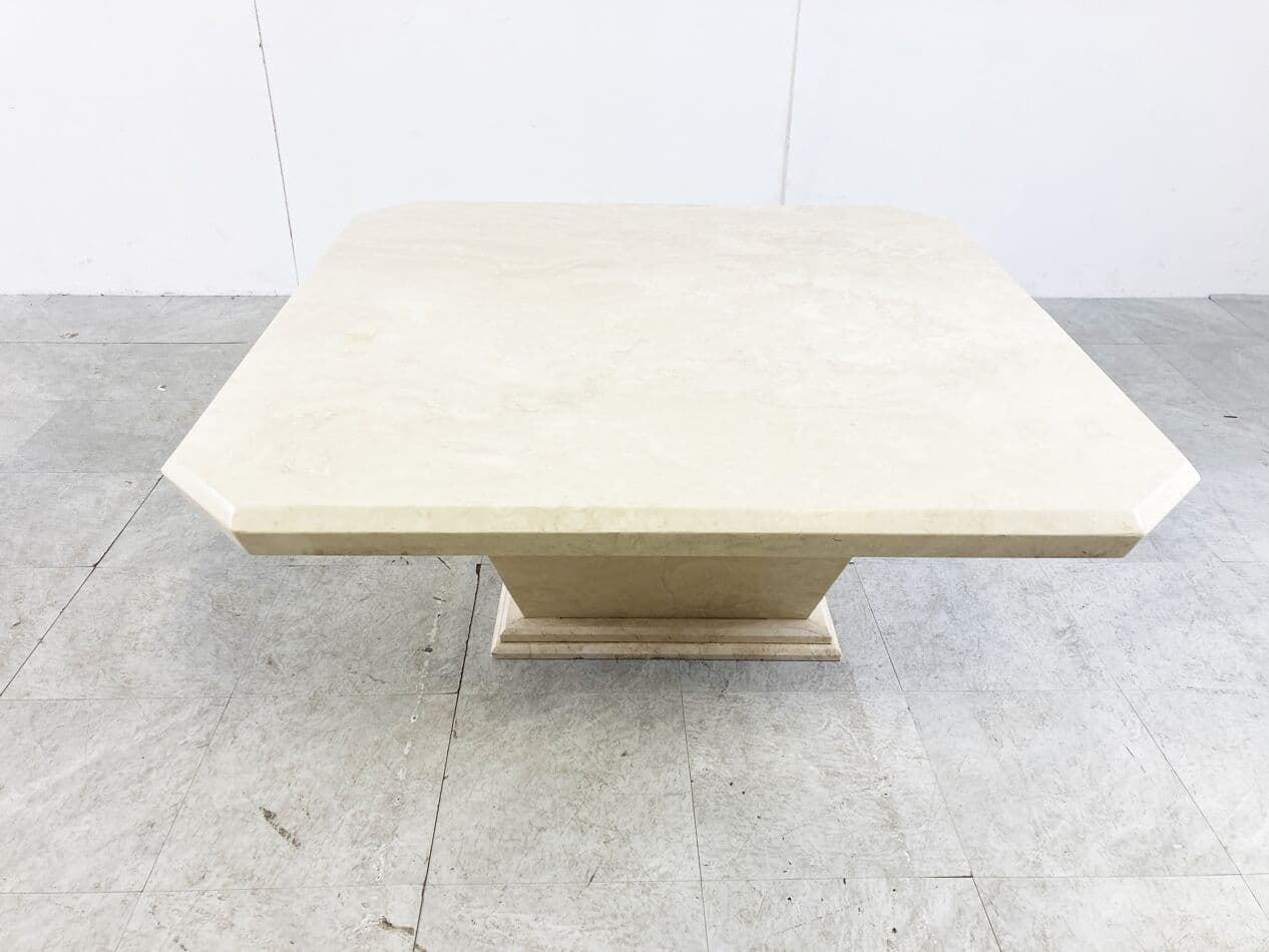 Coffee table, beige travertine, Italy, 1970s. - 266144