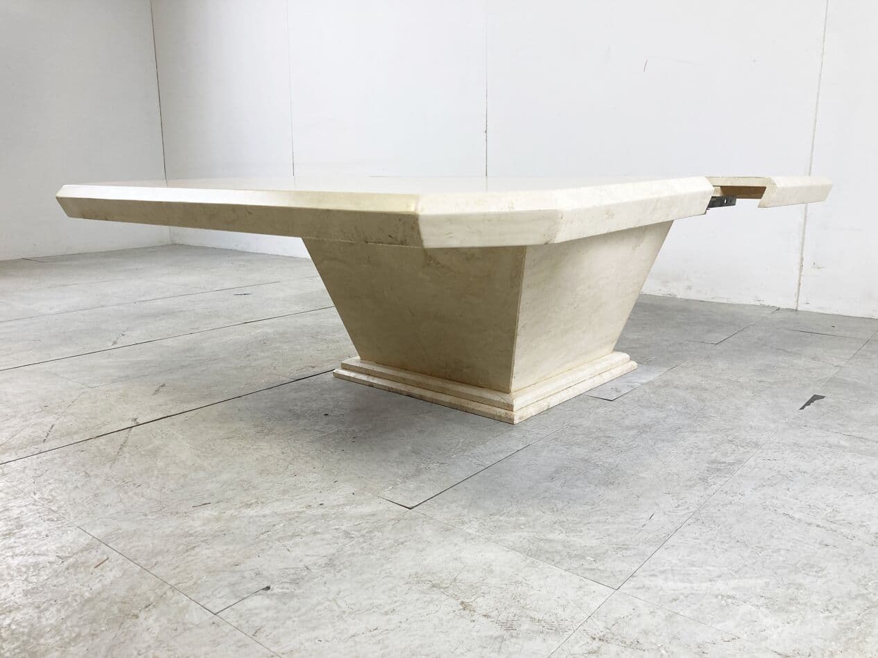 Coffee table, beige travertine, Italy, 1970s. - 266152