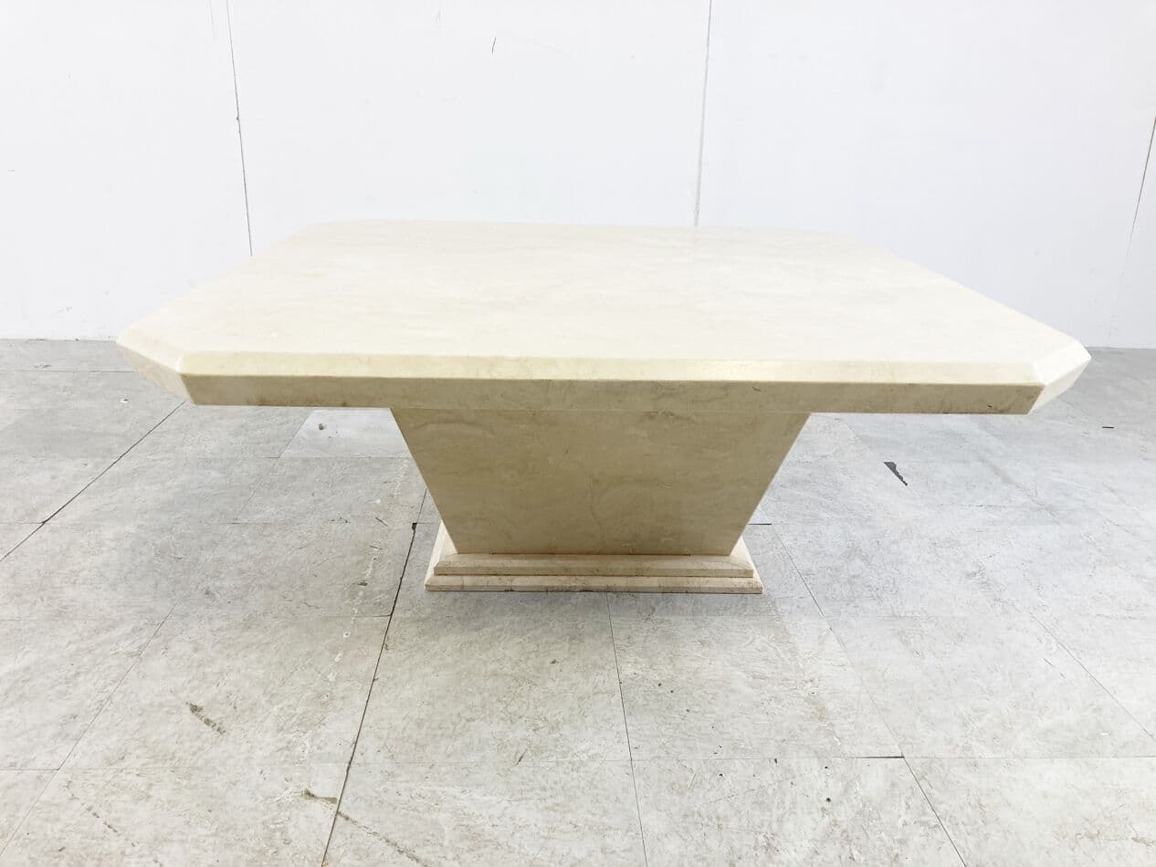 Coffee table, beige travertine, Italy, 1970s. - 266146