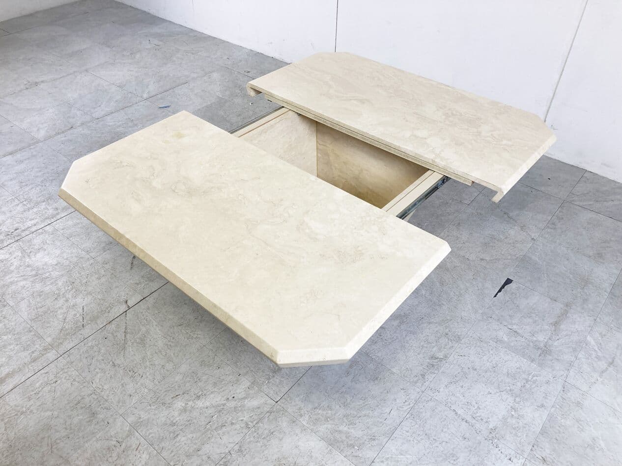 Coffee table, beige travertine, Italy, 1970s. - 266151
