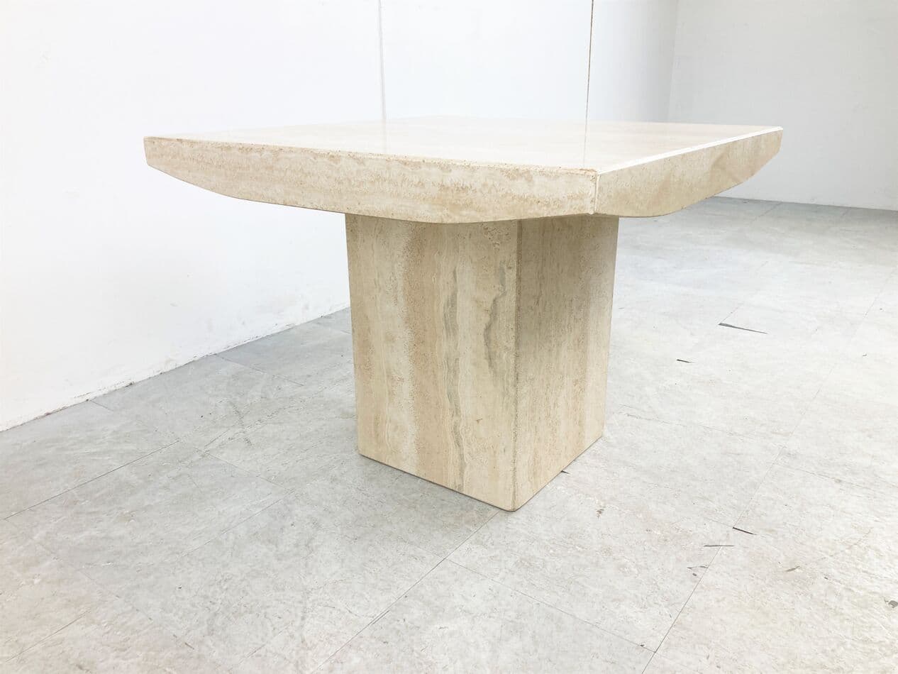 Coffee table, beige travertine, Italy, 1970s. - 266096
