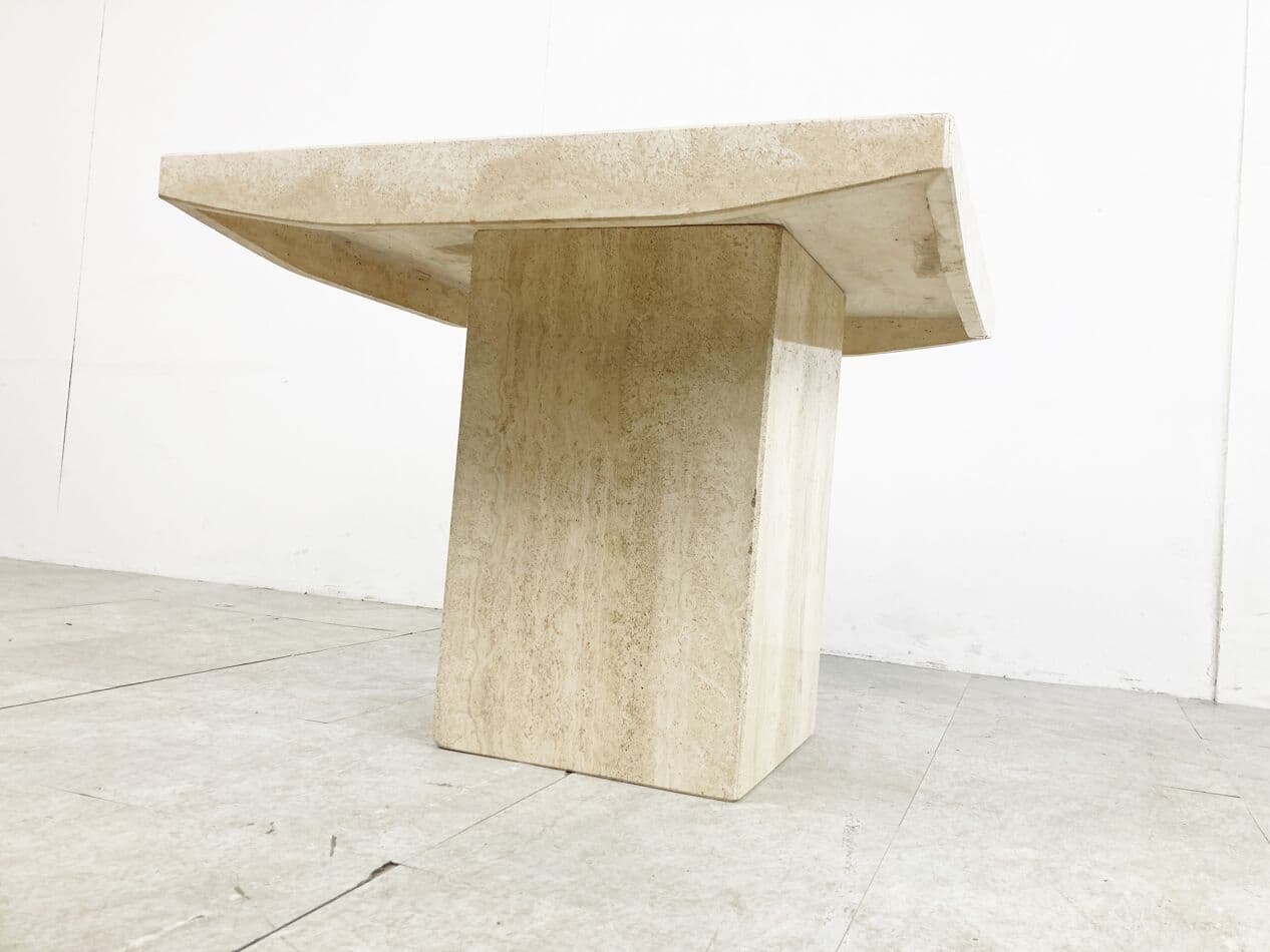 Coffee table, beige travertine, Italy, 1970s. - 266100