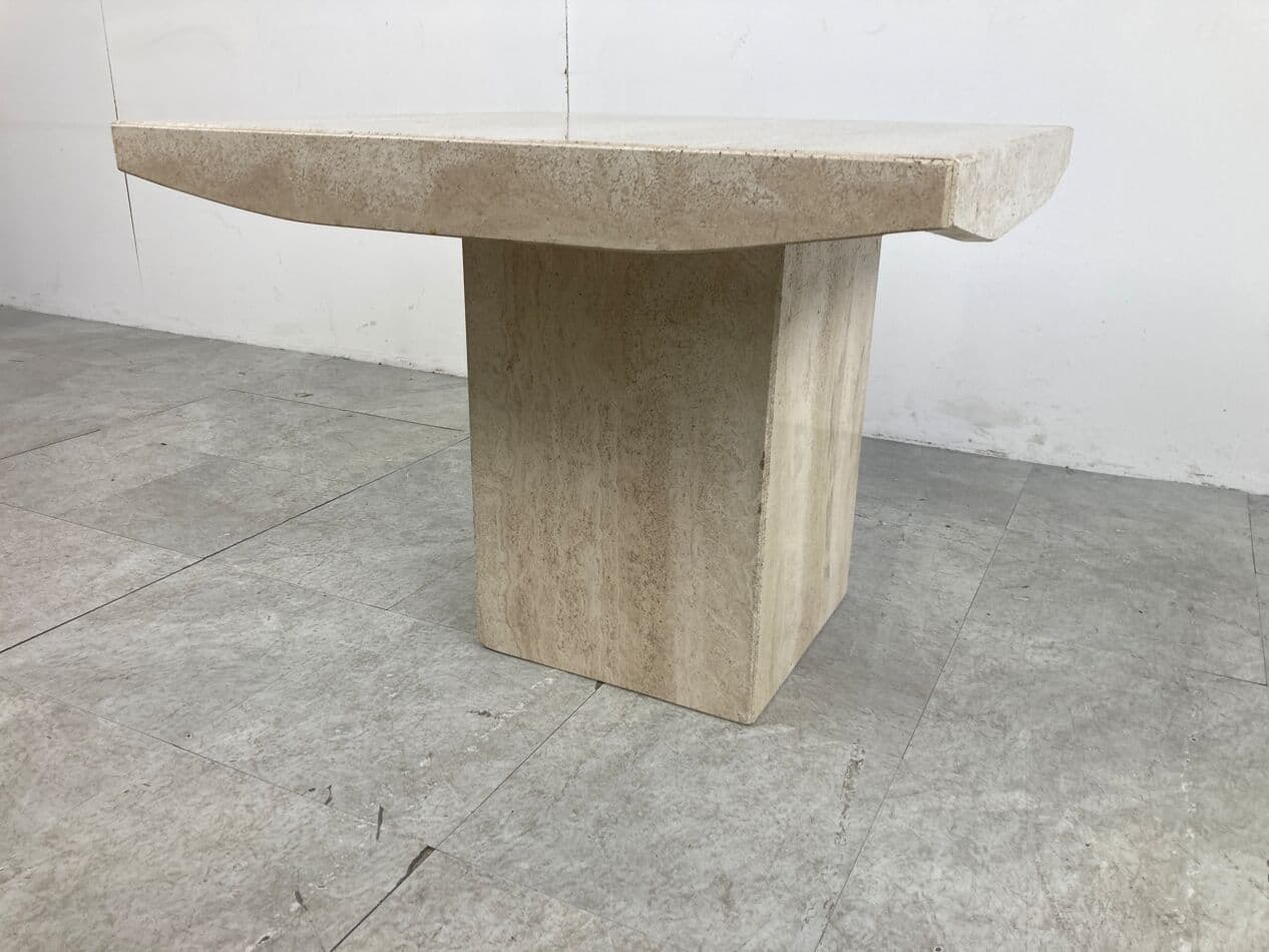 Coffee table, beige travertine, Italy, 1970s. - 266099