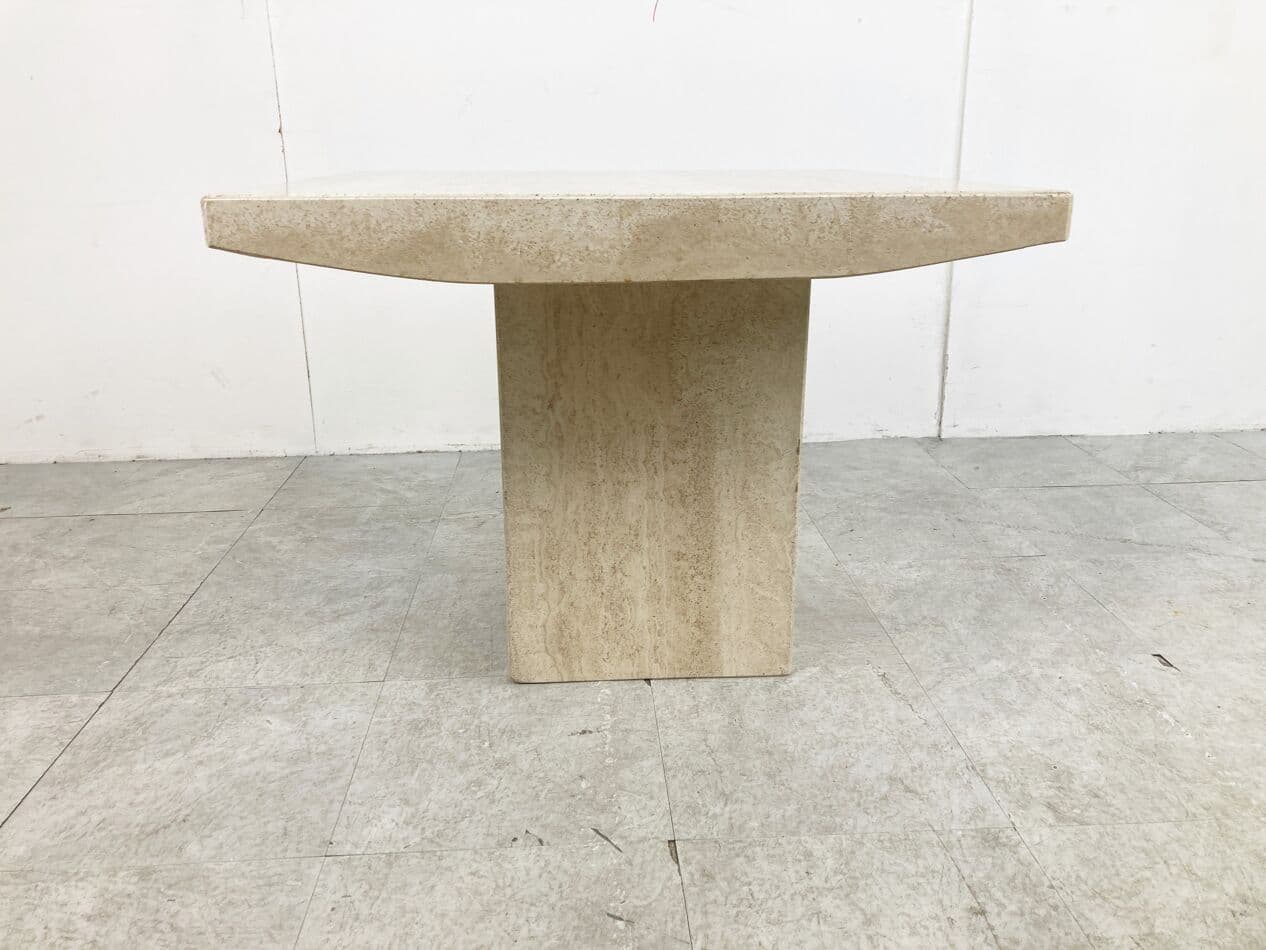 Coffee table, beige travertine, Italy, 1970s. - 266102