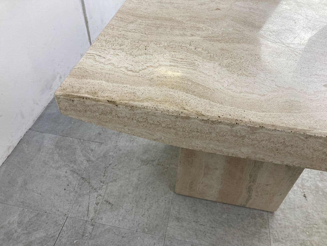 Coffee table, beige travertine, Italy, 1970s. - 266105