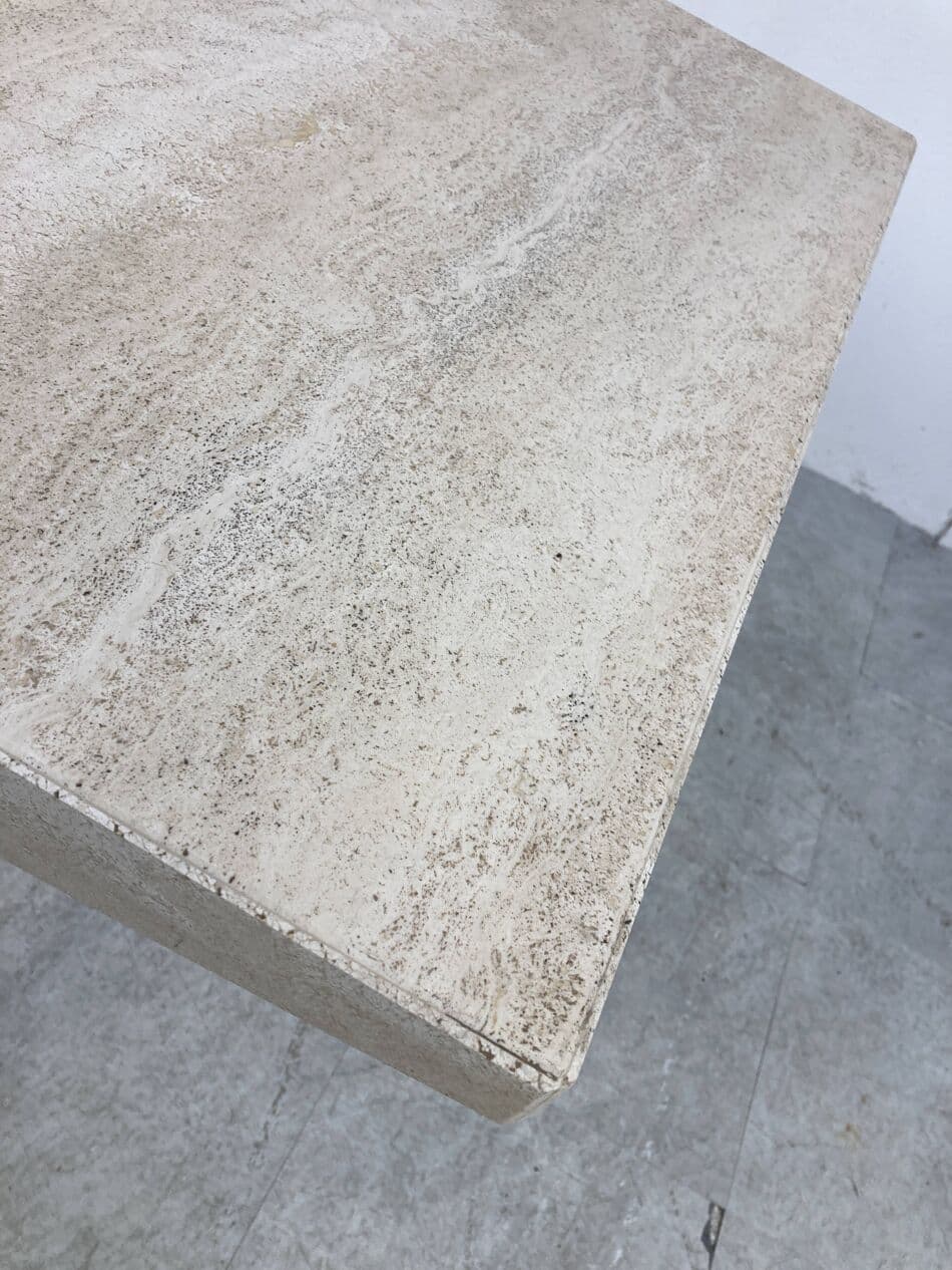Coffee table, beige travertine, Italy, 1970s. - 266103