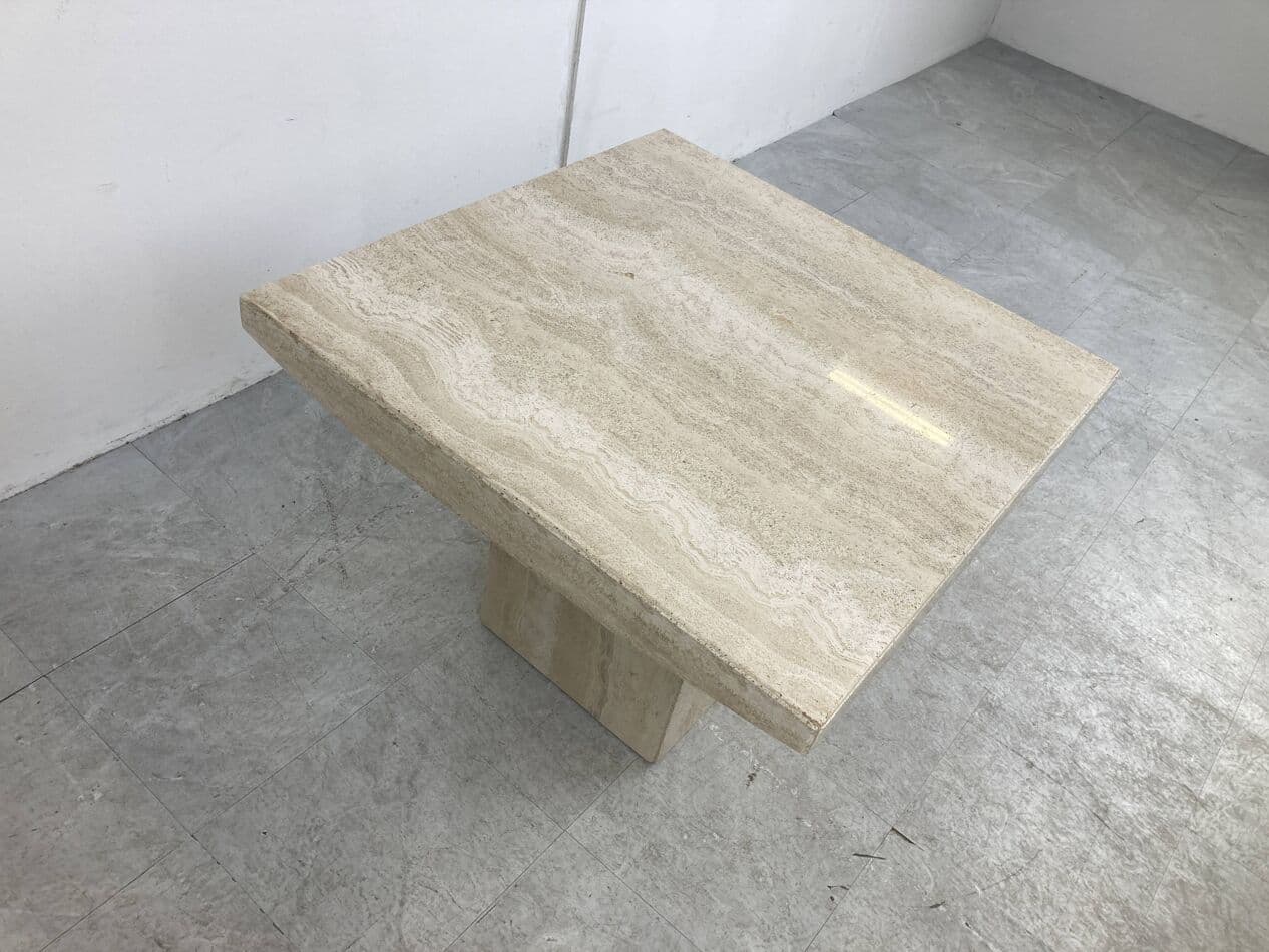 Coffee table, beige travertine, Italy, 1970s. - 266104