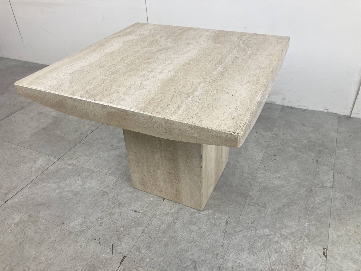 Coffee table, beige travertine, Italy, 1970s. - 266098