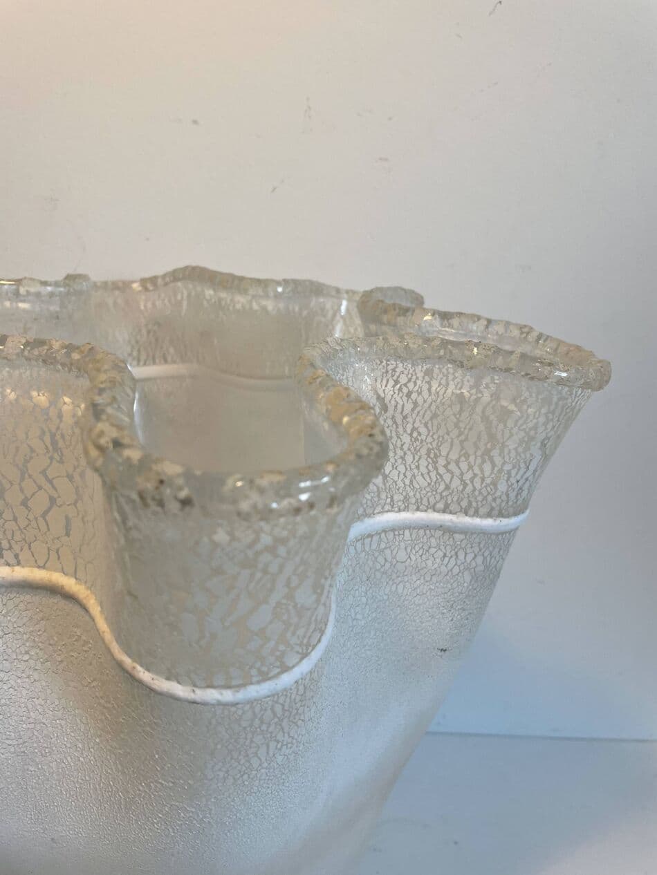 Lampa stołowa, Mazzega, szkło biały, mosiądz, Włochy, lata 60. - 266090