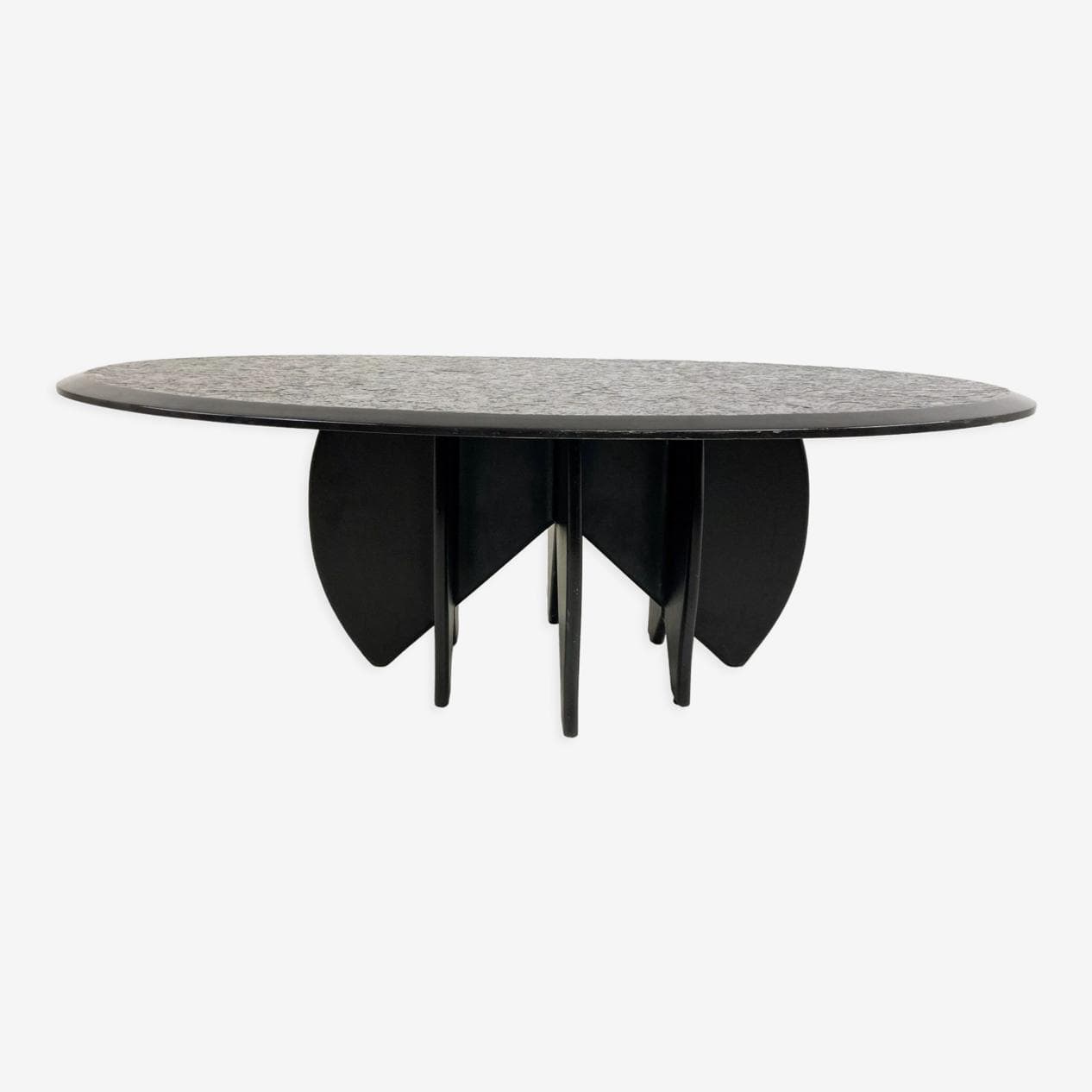 Stolik kawowy, czarny, kamionka, drewno, Włochy, lata 80. - 266074