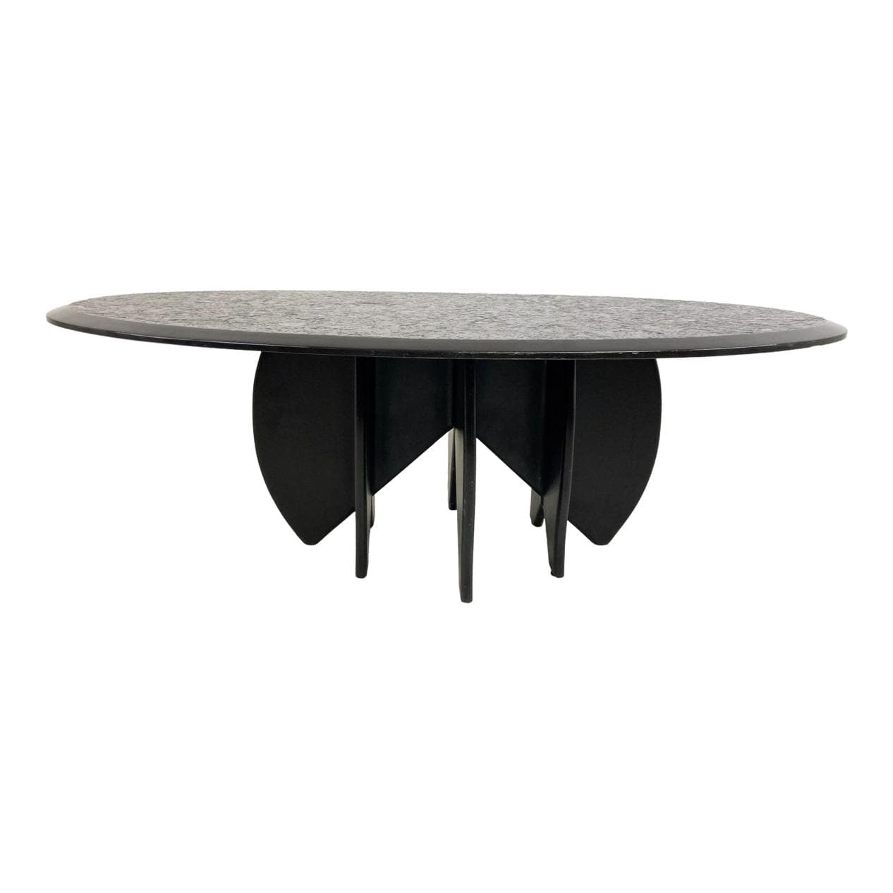 Stolik kawowy, czarny, kamionka, drewno, Włochy, lata 80.