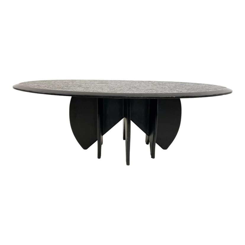 Coffee table, black stoneware, wood, Italy, 1980s.