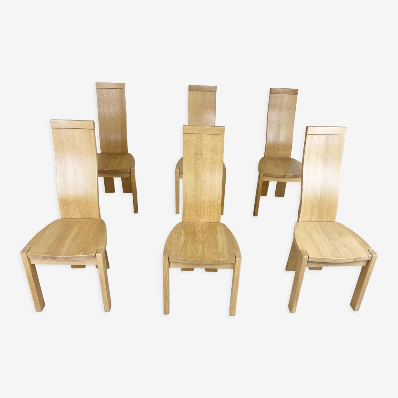 Set of six dining chairs, brown oak, by R. van den Berghe, D. van den Berghe, Belgium, 1980s. - 266013