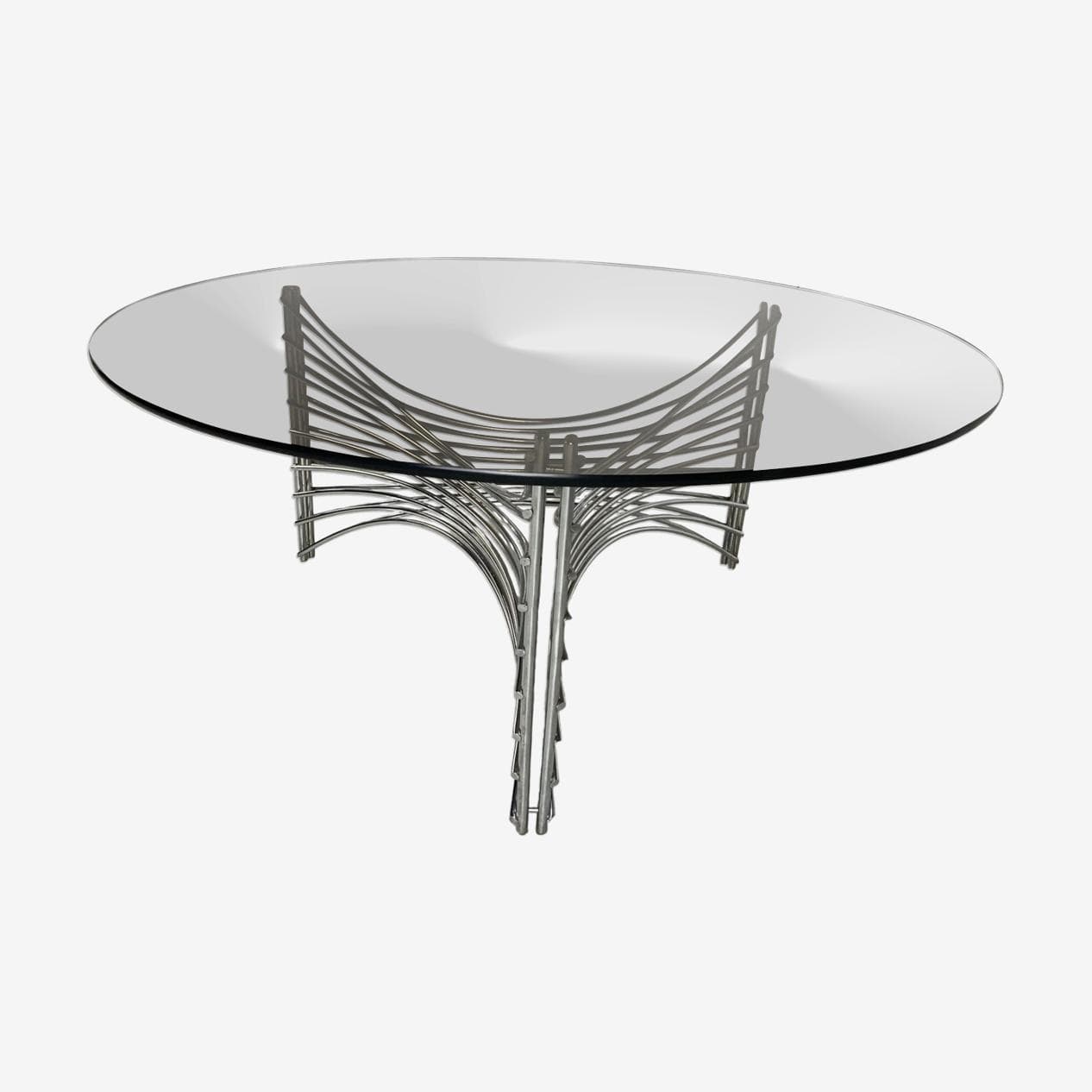 Coffee Table Space Age, smoked glass, silver chromed metal, Germany, 1970s. - 265977