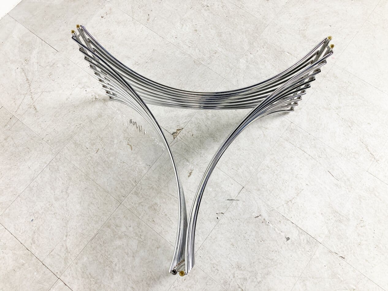 Coffee Table Space Age, smoked glass, silver chromed metal, Germany, 1970s. - 265982