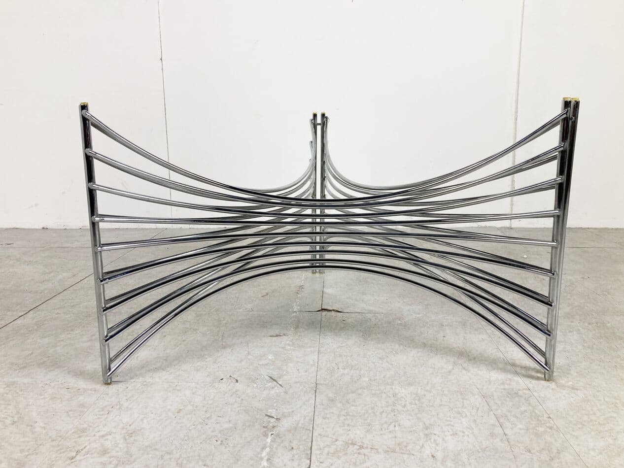 Coffee Table Space Age, smoked glass, silver chromed metal, Germany, 1970s. - 265979