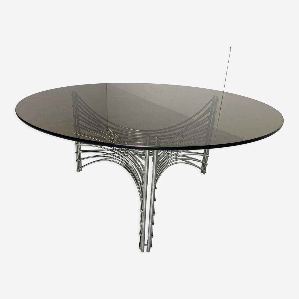 Coffee Table Space Age, smoked glass, silver chromed metal, Germany, 1970s. - 265976