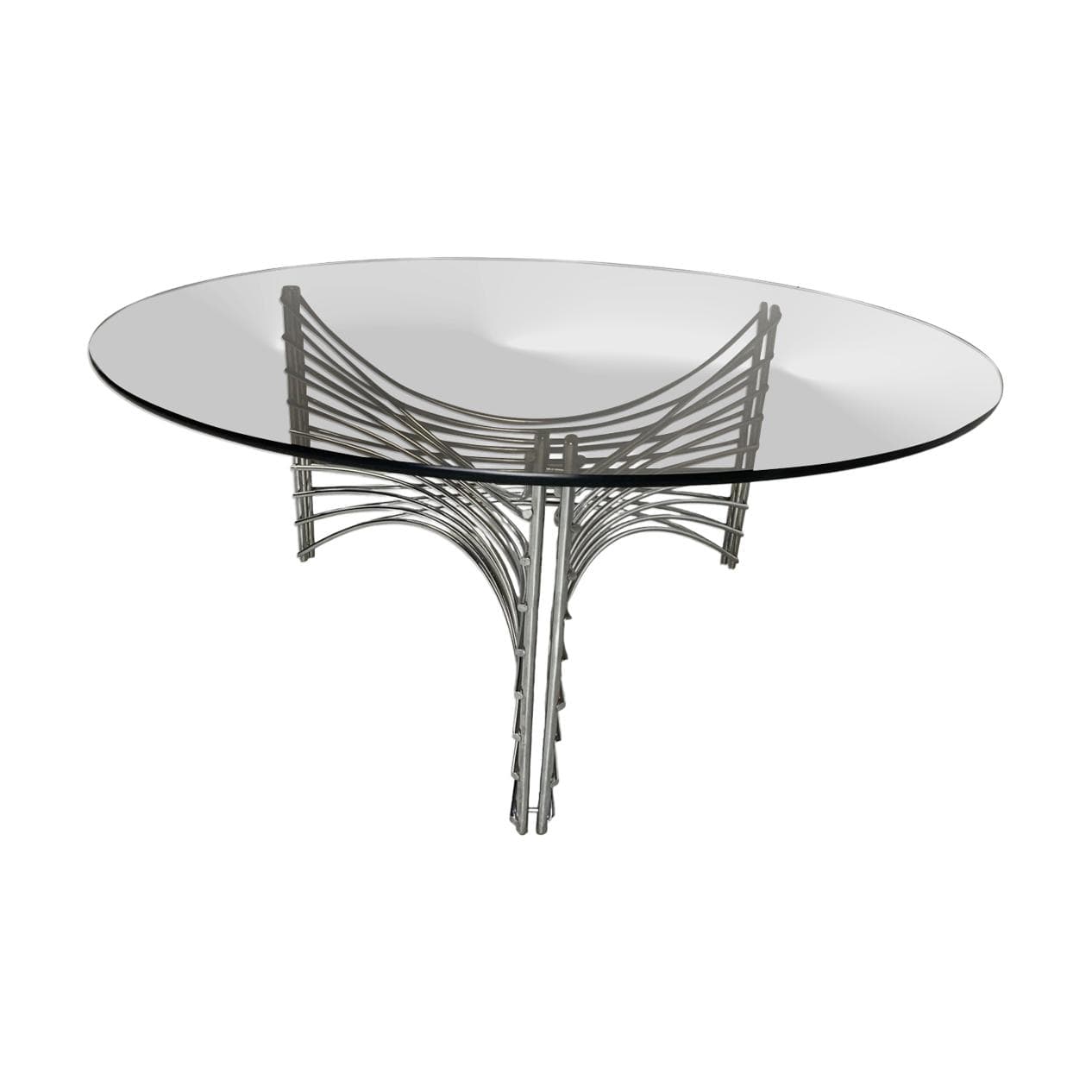 Coffee Table Space Age, smoked glass, silver chromed metal, Germany, 1970s.