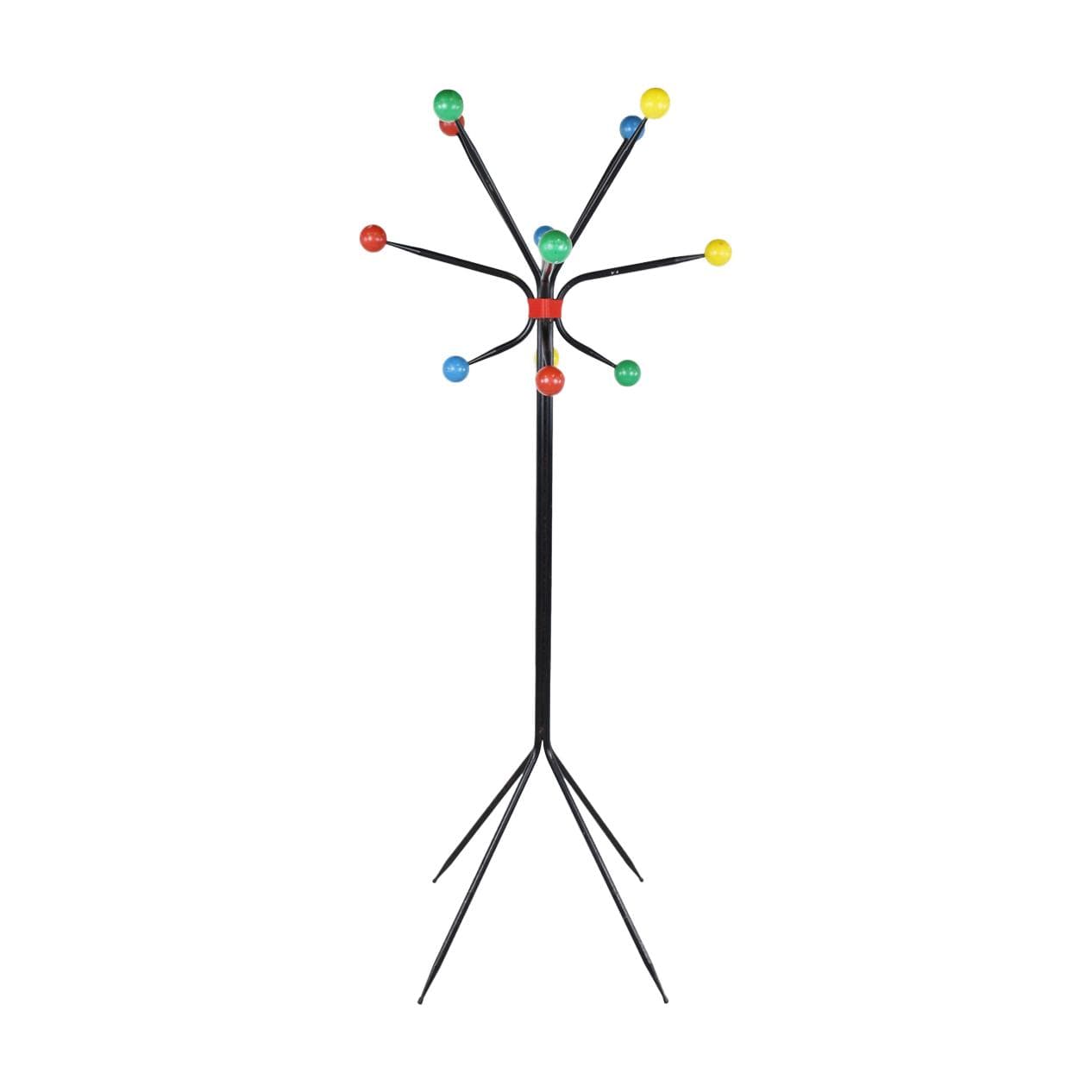 Wieszak stojący Atomic, multikolor, drewno, metal, Francja, lata 50.