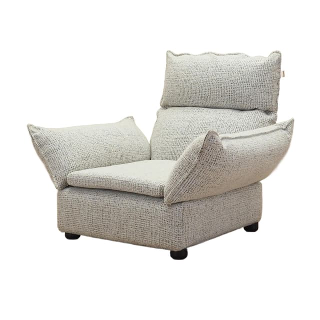 Fotel wypoczynkowy, postmodernizm, szary, tkanina, Włochy, lata 70. - WYMIARY