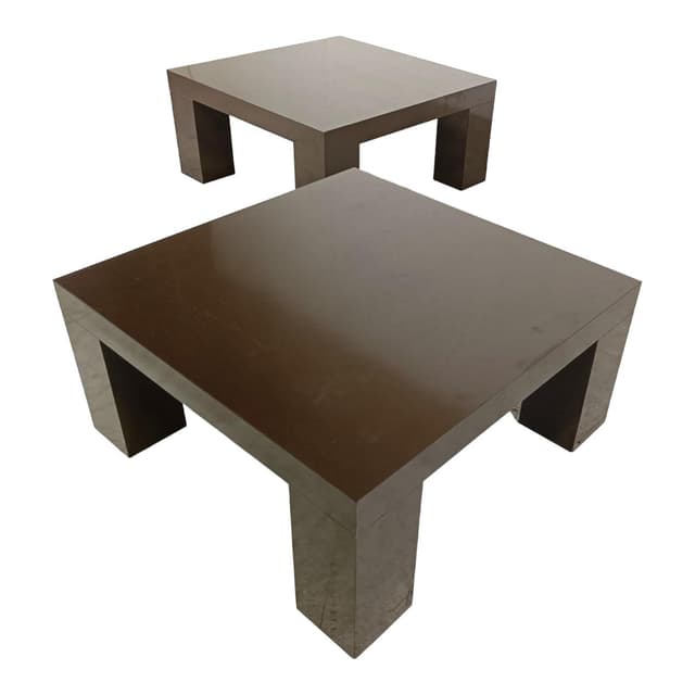 Pair of coffee tables, brown wood, Italy, 1970s. - DIMENSION