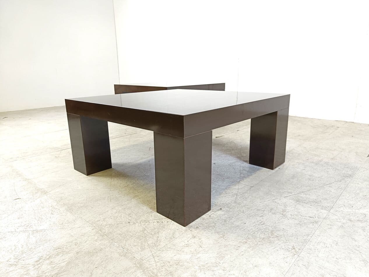 Pair of coffee tables, brown wood, Italy, 1970s. - 265872