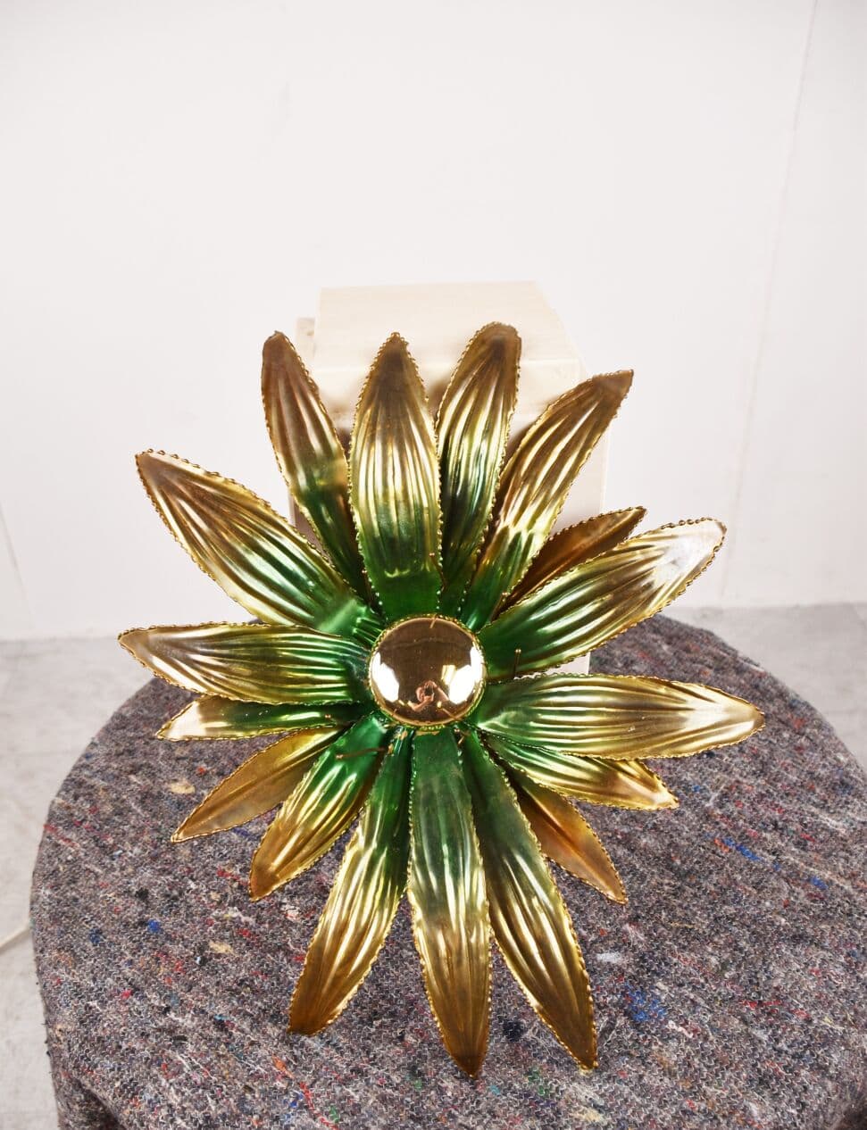 Kinkiet Flower, złoty, mosiądz, Francja, lata 70. - 265861