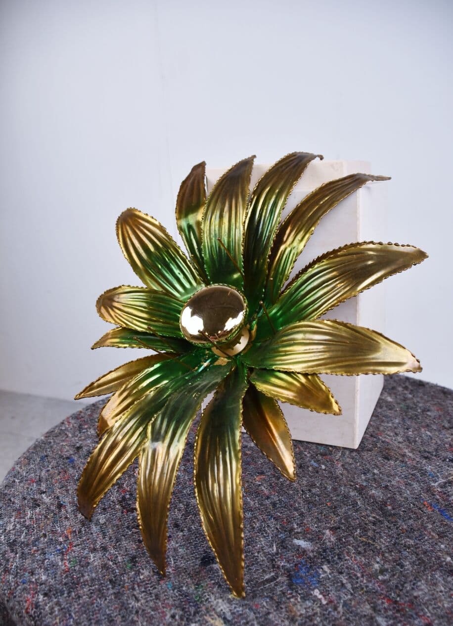 Kinkiet Flower, złoty, mosiądz, Francja, lata 70. - 265867