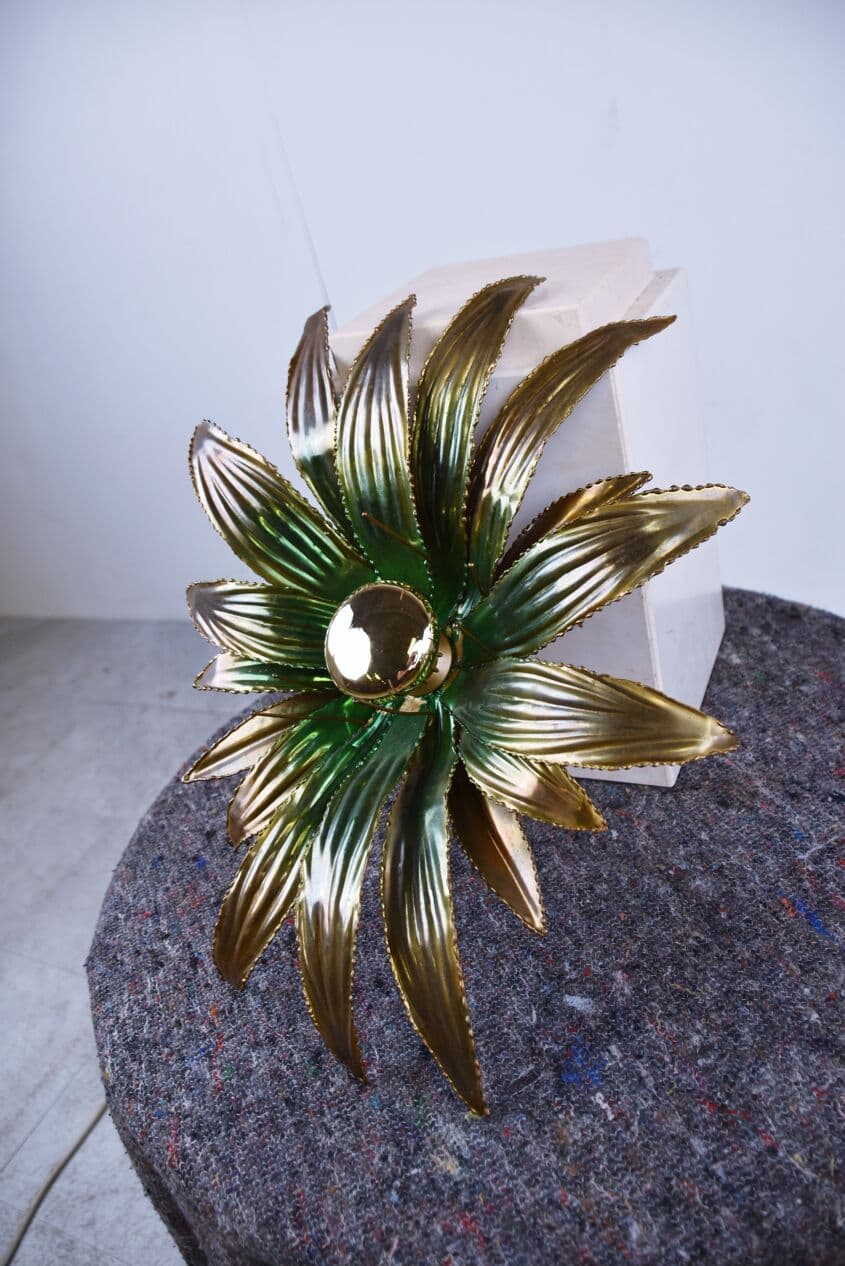 Kinkiet Flower, złoty, mosiądz, Francja, lata 70. - 265864