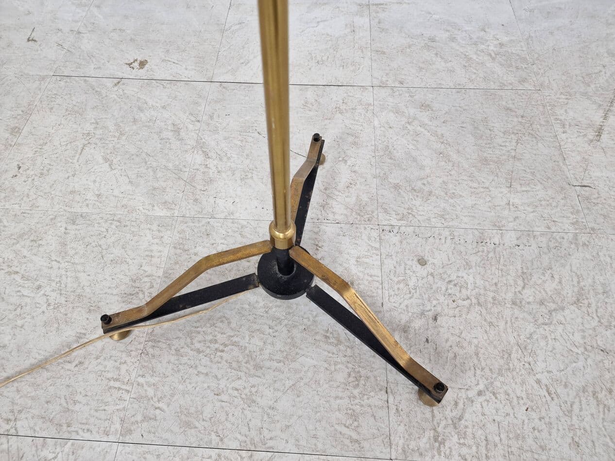 Lampa podłogowa, złoty, mosiądz, Włochy, lata 50. - 265854