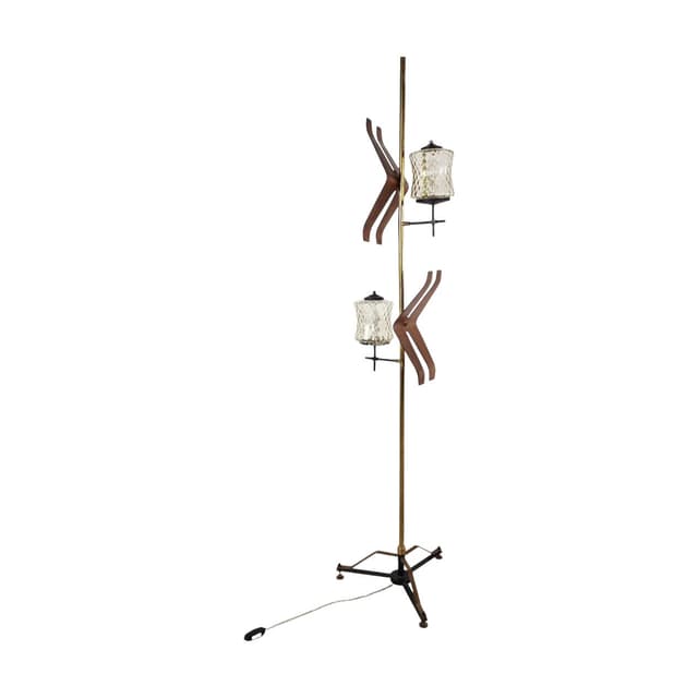Lampa podłogowa, złoty, mosiądz, Włochy, lata 50. - WYMIARY