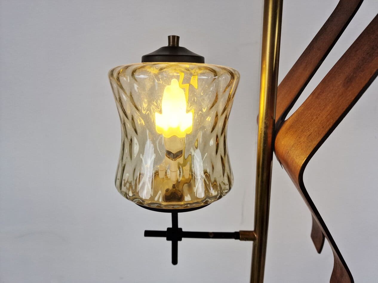 Lampa podłogowa, złoty, mosiądz, Włochy, lata 50. - 265850