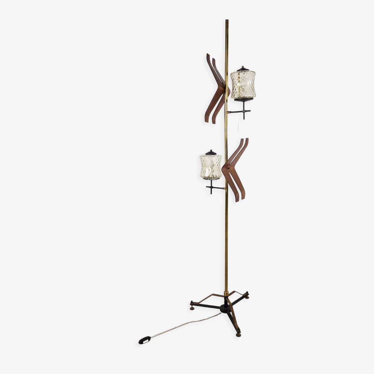 Lampa podłogowa, złoty, mosiądz, Włochy, lata 50. - 265846