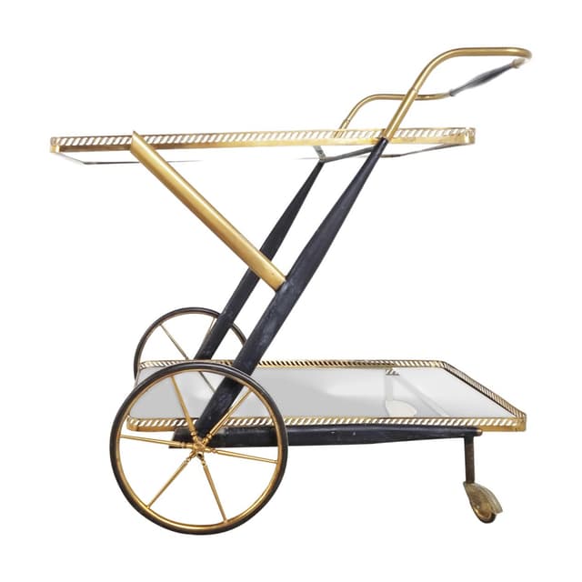 Wózek barowy, mosiądz złoty, Włochy, lata 60. - WYMIARY