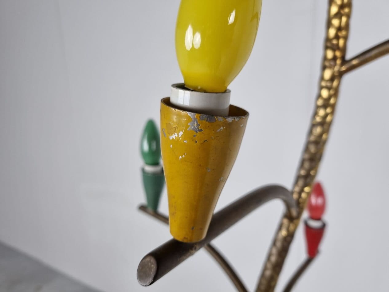 Lampa podłogowa, multikolor, mosiądz, Włochy, lata 50. - 265719
