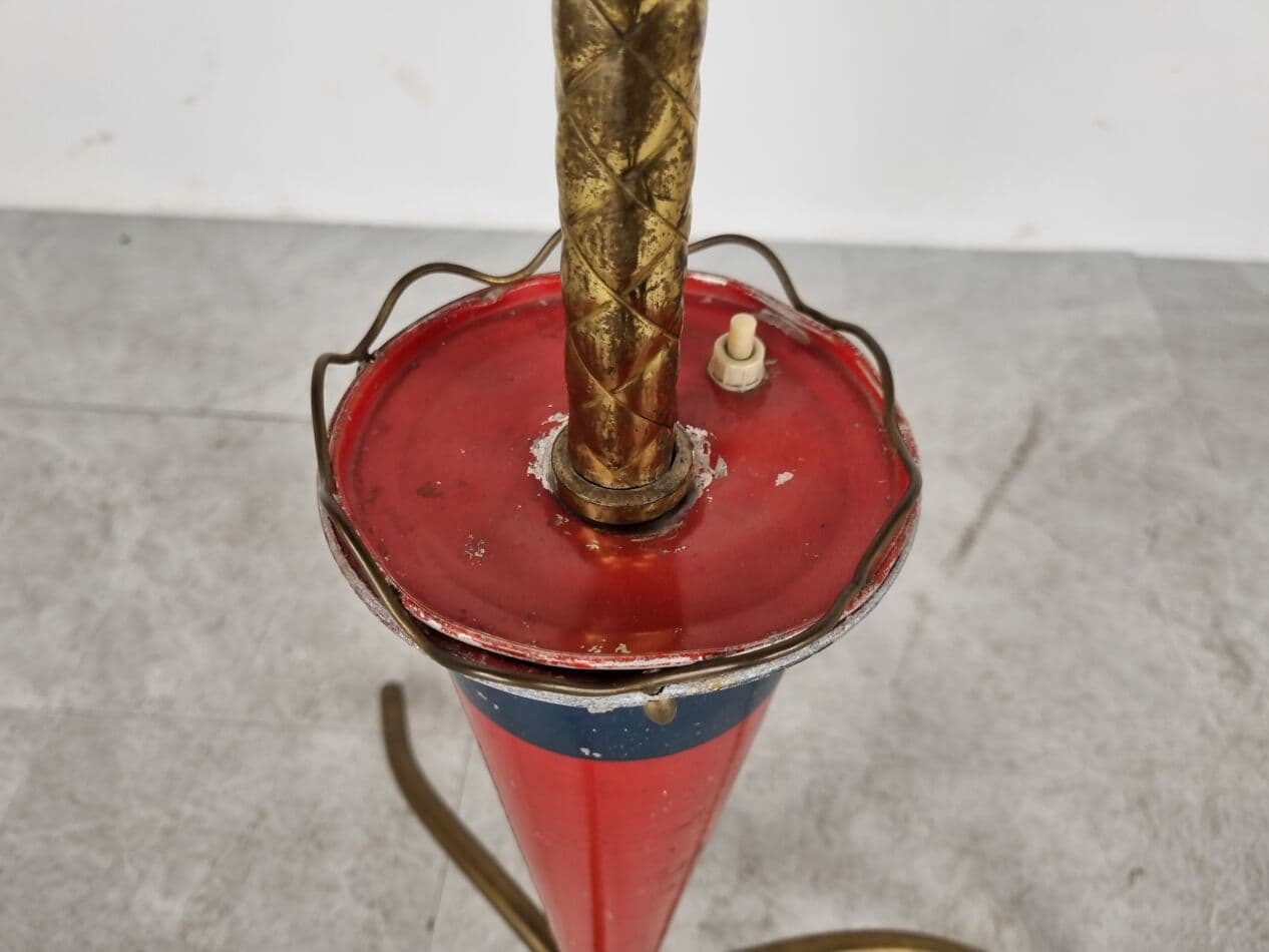 Lampa podłogowa, multikolor, mosiądz, Włochy, lata 50. - 265725