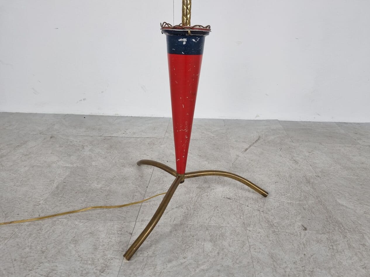 Lampa podłogowa, multikolor, mosiądz, Włochy, lata 50. - 265726