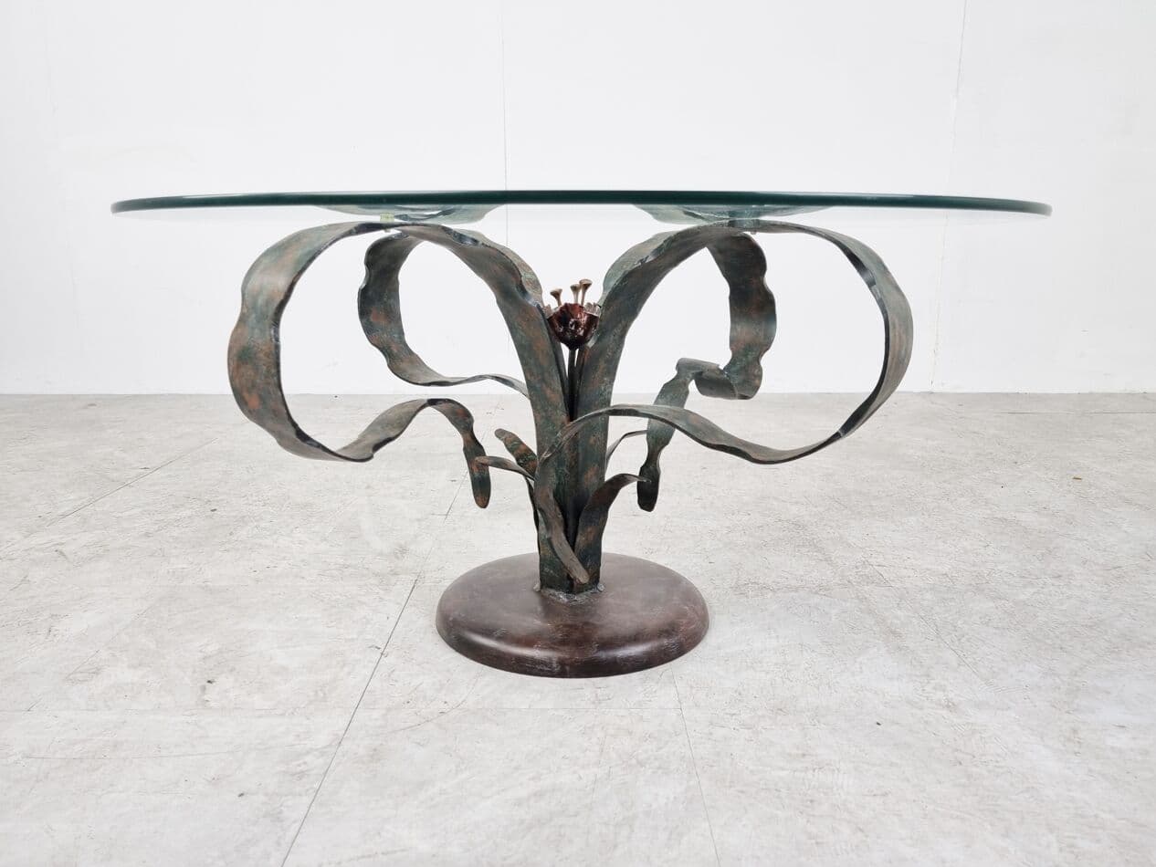Coffee table, grey steel, glass, Germany, 1970s. - 265710