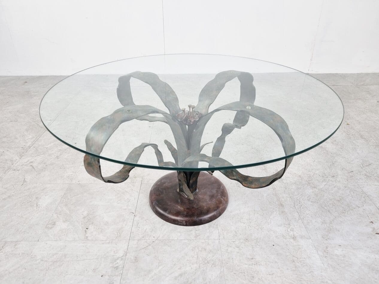 Coffee table, grey steel, glass, Germany, 1970s. - 265709