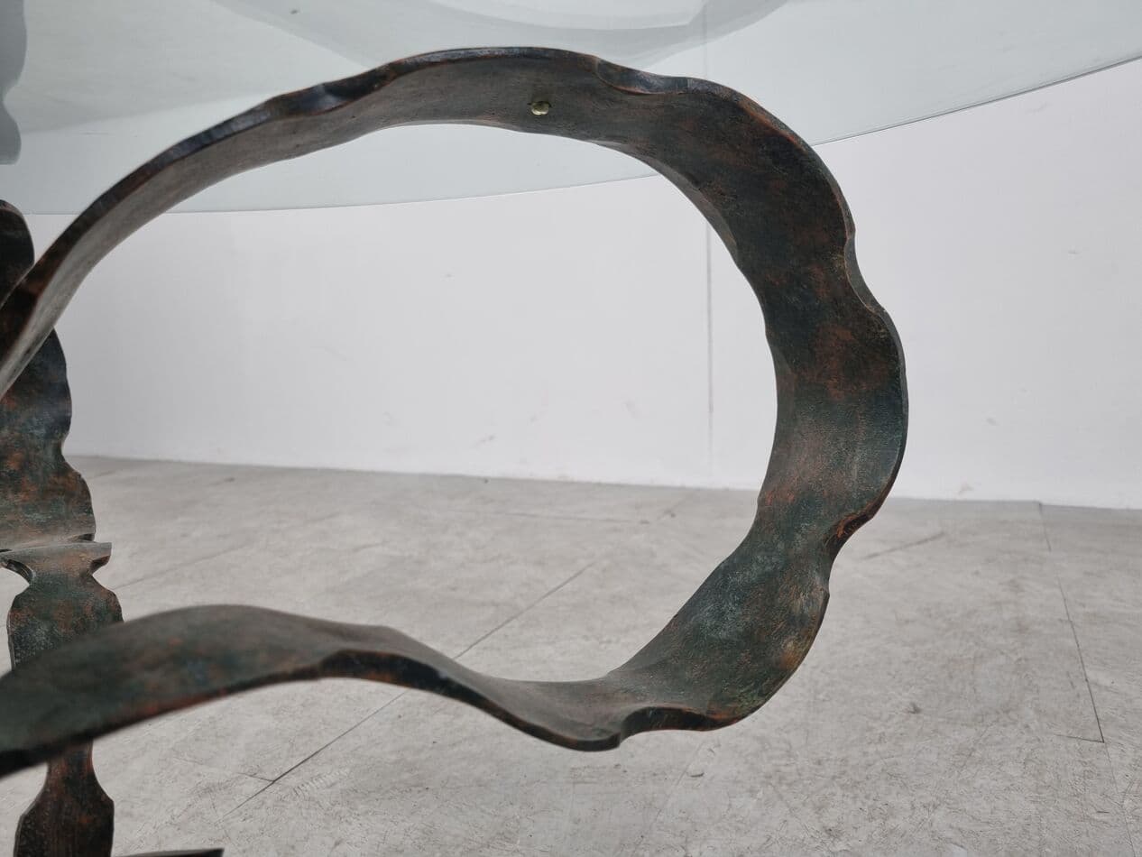 Coffee table, grey steel, glass, Germany, 1970s. - 265715